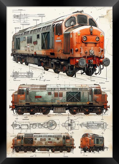 Vintage Diesel Locomotive Framed Print by T2 