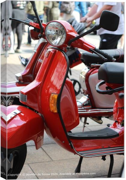 Red Shiny Moped Coventry Urban Canvas Print by Jennifer de Sousa