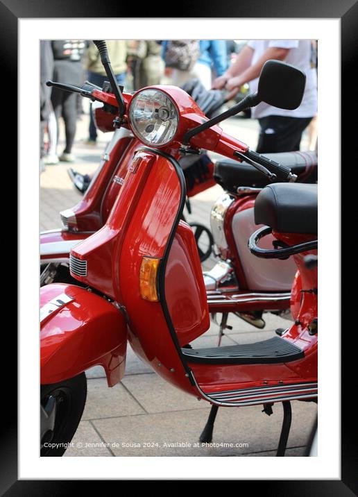Red Shiny Moped Coventry Urban Framed Mounted Print by Jennifer de Sousa