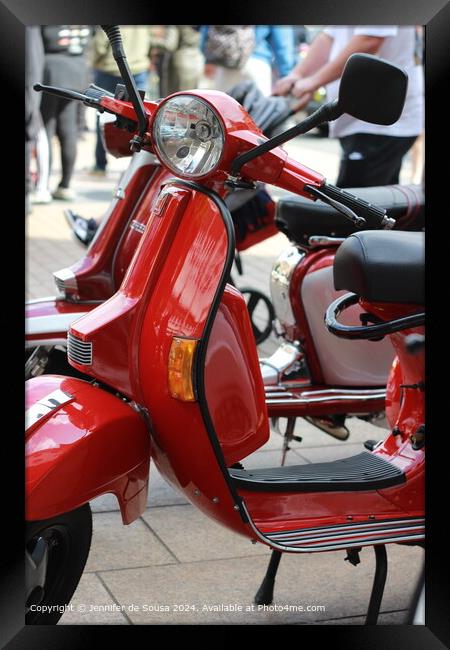 Red Shiny Moped Coventry Urban Framed Print by Jennifer de Sousa