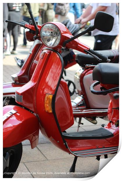 Red Shiny Moped Coventry Urban Print by Jennifer de Sousa