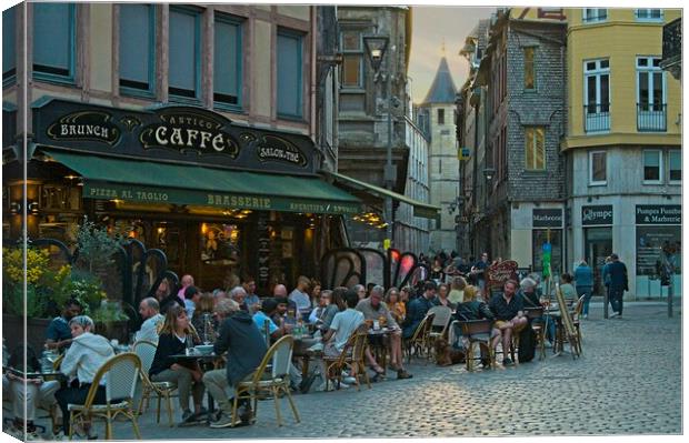 Rouen Street Cafe Canvas Print by Martyn Arnold
