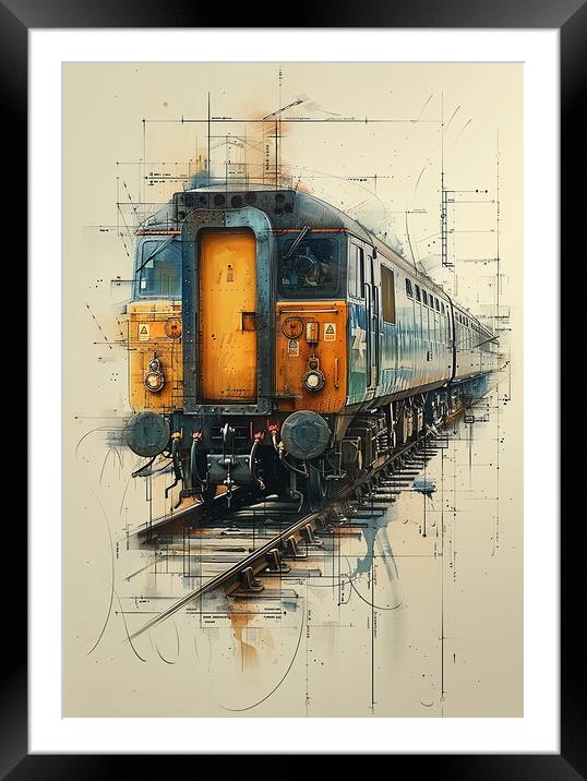 Vintage British Diesel Train Framed Mounted Print by T2 