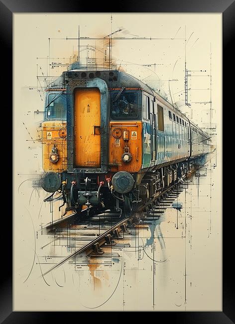 Vintage British Diesel Train Framed Print by T2 