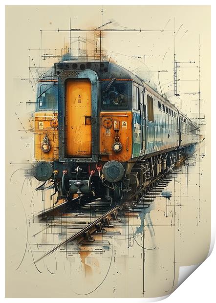 Vintage British Diesel Train Print by T2 