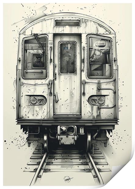 Vintage Diesel Train Transport Print by T2 