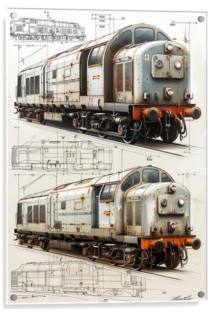 Vintage British Diesel Locomotive  Acrylic by T2 