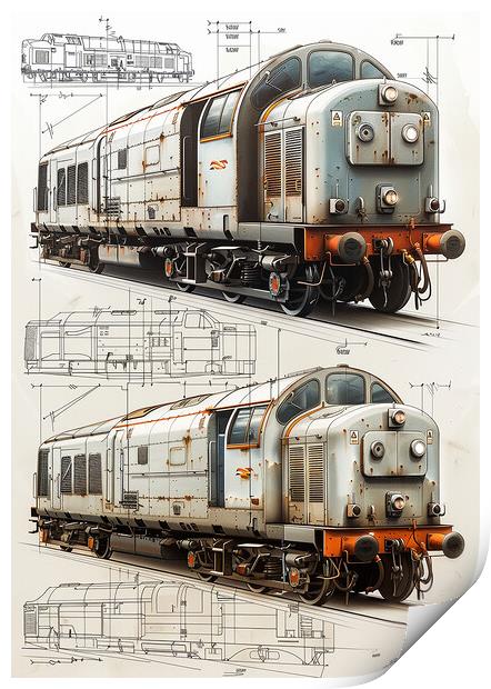 Vintage British Diesel Locomotive  Print by T2 
