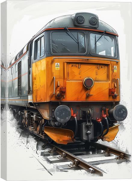 Vintage British Diesel Train Canvas Print by T2 