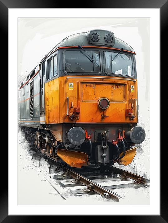 Vintage British Diesel Train Framed Mounted Print by T2 