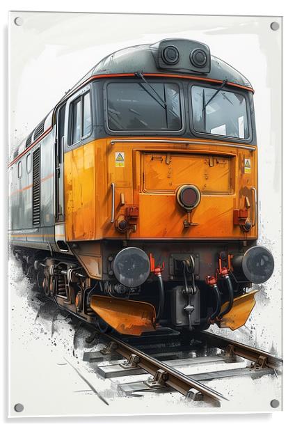 Vintage British Diesel Train Acrylic by T2 