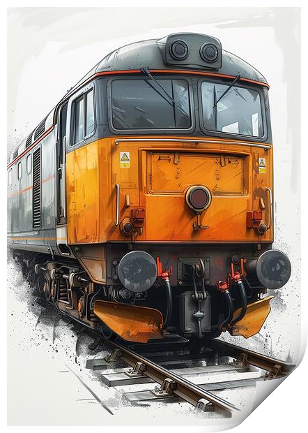 Vintage British Diesel Train Print by T2 