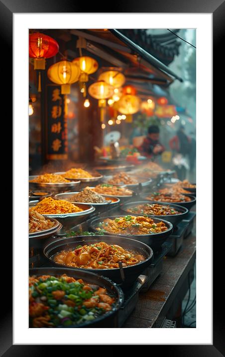 Colourful Chinese Street Food Framed Mounted Print by T2 