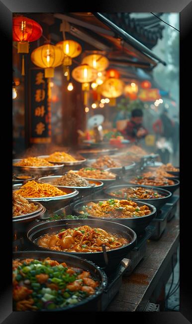 Colourful Chinese Street Food Framed Print by T2 