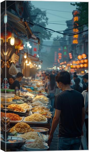Vibrant Chinese Street Food Canvas Print by T2 
