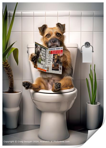 Border Terrier on the Toilet Print by Craig Doogan