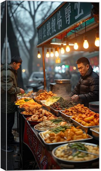 Chinese Night Market Delights Canvas Print by T2 