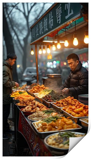 Chinese Night Market Delights Print by T2 