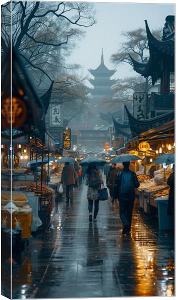 Vibrant Chinese Street Food Canvas Print by T2 