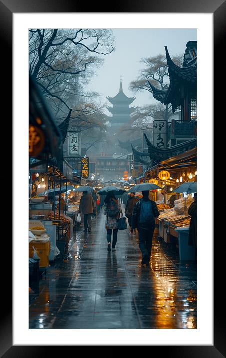 Vibrant Chinese Street Food Framed Mounted Print by T2 