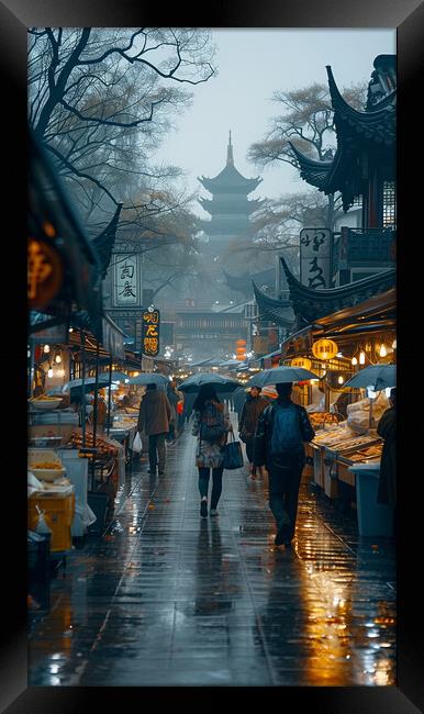 Vibrant Chinese Street Food Framed Print by T2 