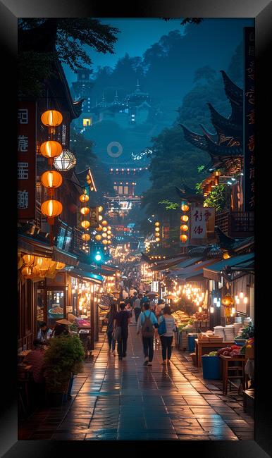 Vibrant Chinese Street Food Framed Print by T2 