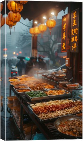 Vibrant China Street Food Canvas Print by T2 