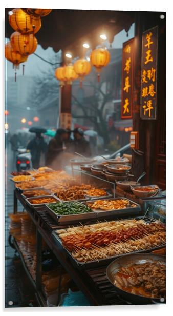 Vibrant China Street Food Acrylic by T2 