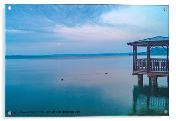 Serene Blue Lake Garda Acrylic by Kenn Sharp