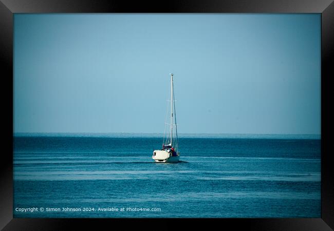 Tranquil Yacht in English Channel Framed Print by Simon Johnson