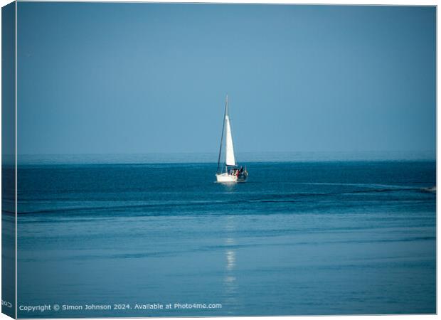 Serene Yacht in English Channel Canvas Print by Simon Johnson