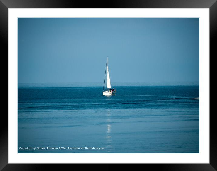Serene Yacht in English Channel Framed Mounted Print by Simon Johnson