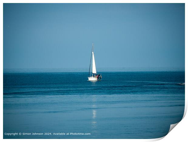 Serene Yacht in English Channel Print by Simon Johnson