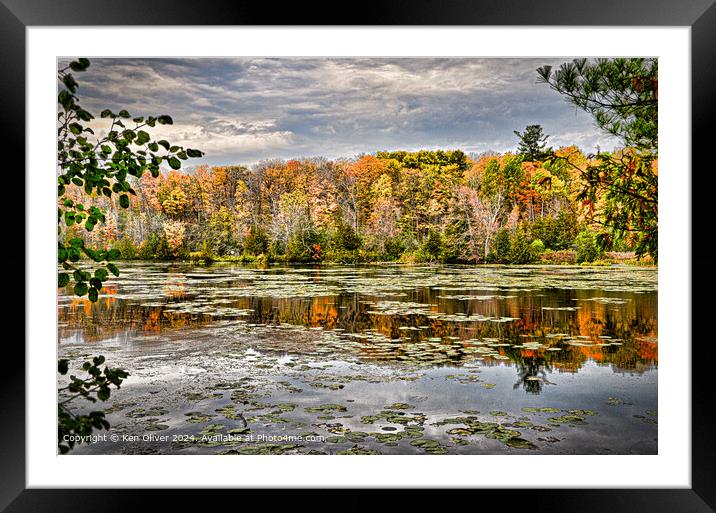 Tranquil Autumn Reflections Framed Mounted Print by Ken Oliver