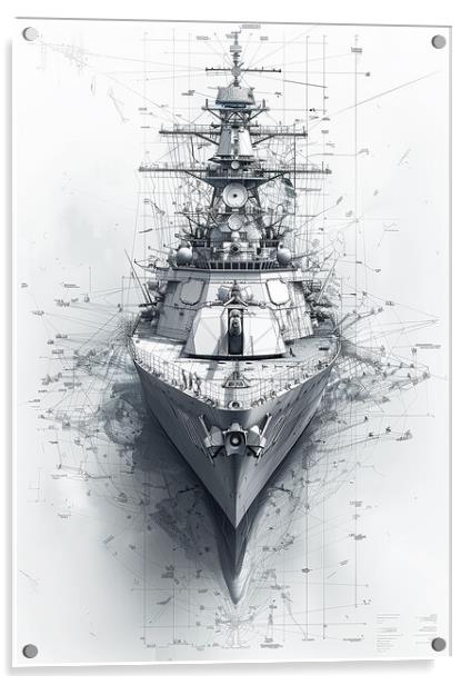 Royal Navy Ship Blueprint Acrylic by Airborne Images