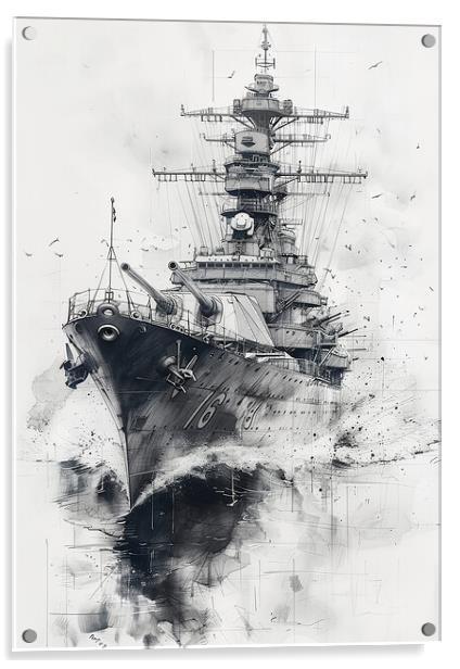 Royal Navy Ship Blueprint Acrylic by Airborne Images