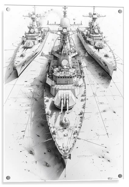 Royal Navy Ship Black and White Acrylic by Airborne Images