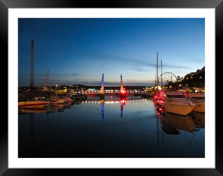 Torquay Harbour Sunset Reflection Framed Mounted Print by Beryl Curran