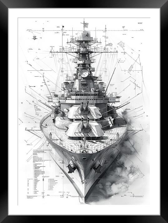 Royal Navy Ship Black and White Framed Mounted Print by Airborne Images