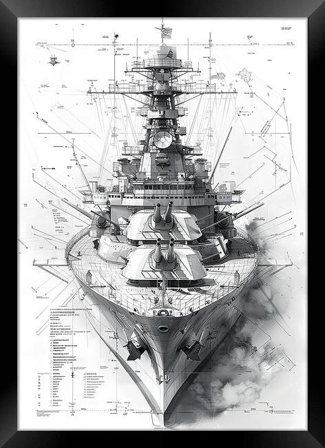 Royal Navy Ship Black and White Framed Print by Airborne Images