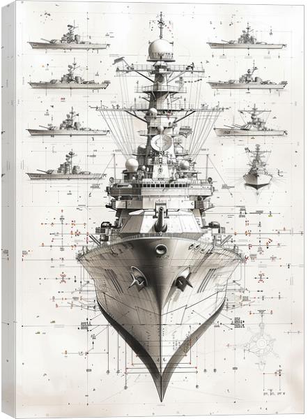 Royal Navy Ship Blueprint Canvas Print by Airborne Images