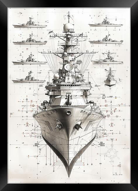 Royal Navy Ship Blueprint Framed Print by Airborne Images