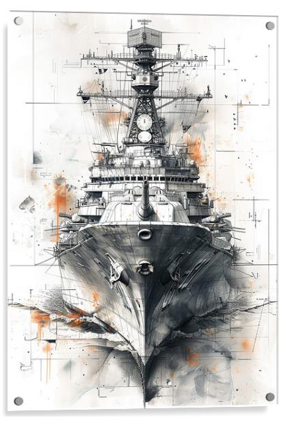 Royal Navy Warship Monochrome Acrylic by Airborne Images