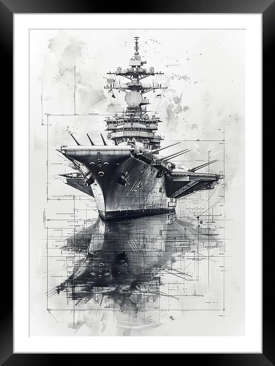 Royal Navy Black and White Framed Mounted Print by Airborne Images