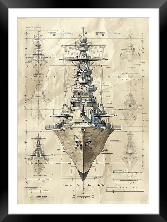 Monochrome Royal Navy Ship Framed Mounted Print by Airborne Images