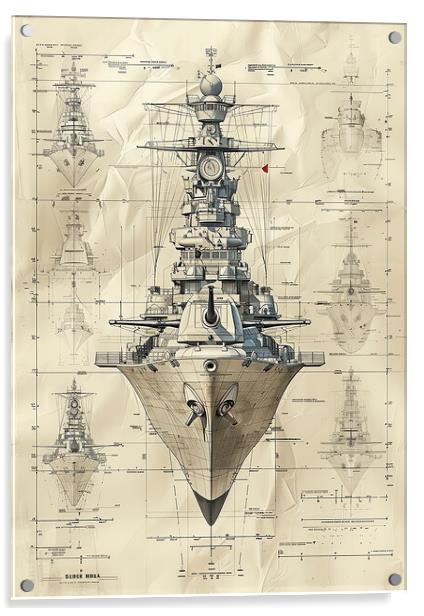 Monochrome Royal Navy Ship Acrylic by Airborne Images