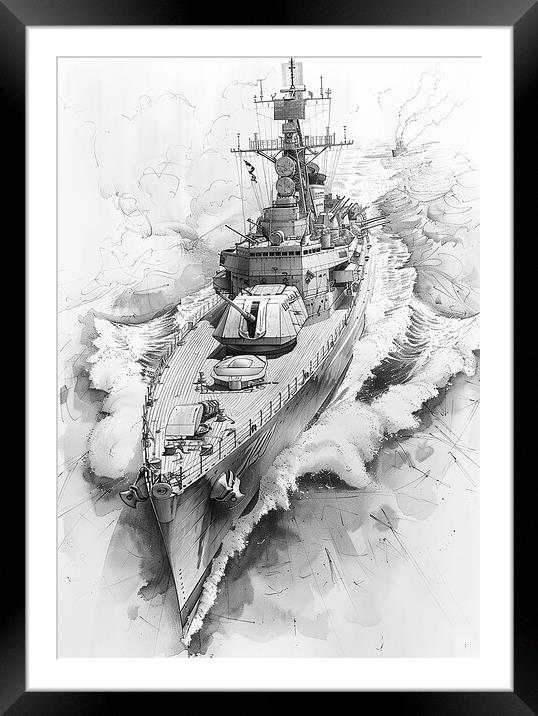 Royal Navy Ship Blueprint Framed Mounted Print by Airborne Images