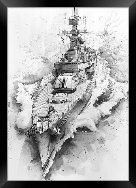 Royal Navy Ship Blueprint Framed Print by Airborne Images
