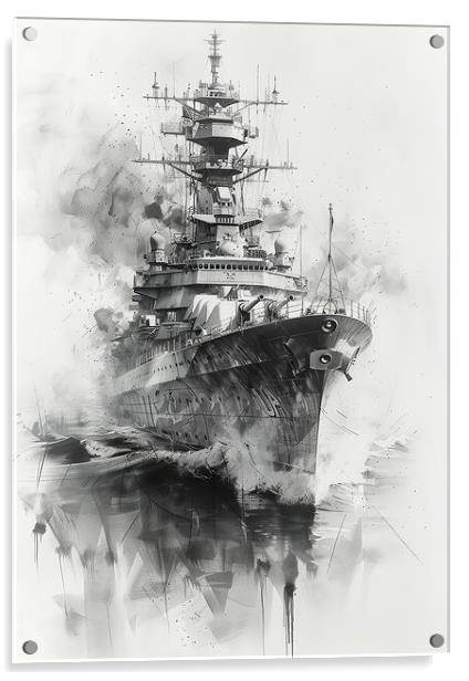 Royal Navy Ship Black and White Acrylic by Airborne Images