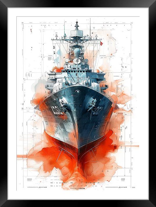 Royal Navy Ship Black and White Framed Mounted Print by Airborne Images